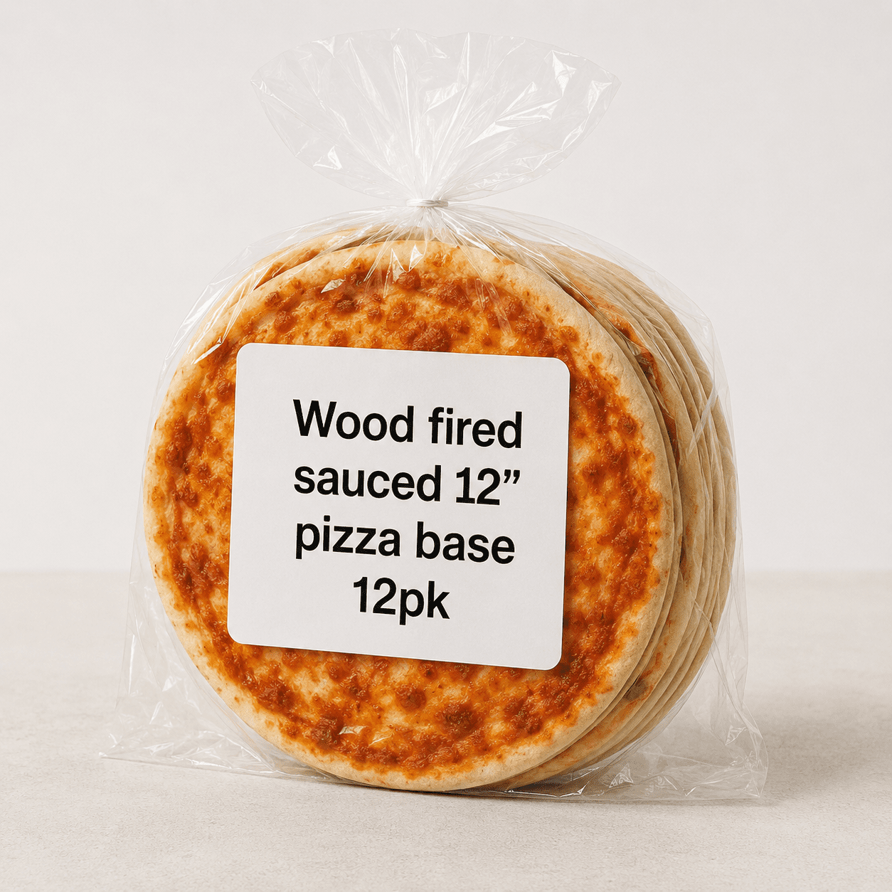 Wood fired sauced 12" pizza base 12pk - Image 1