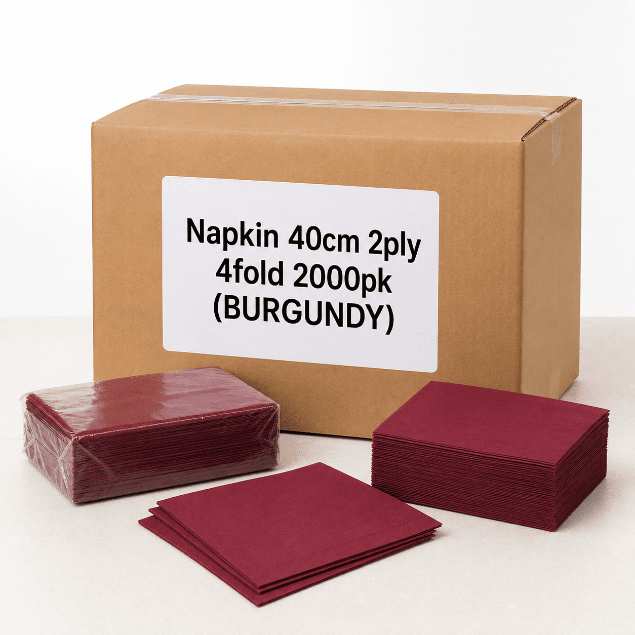 Napkin 40cm 2ply 4fold 2000pk (BURGUNDY) - Image 1