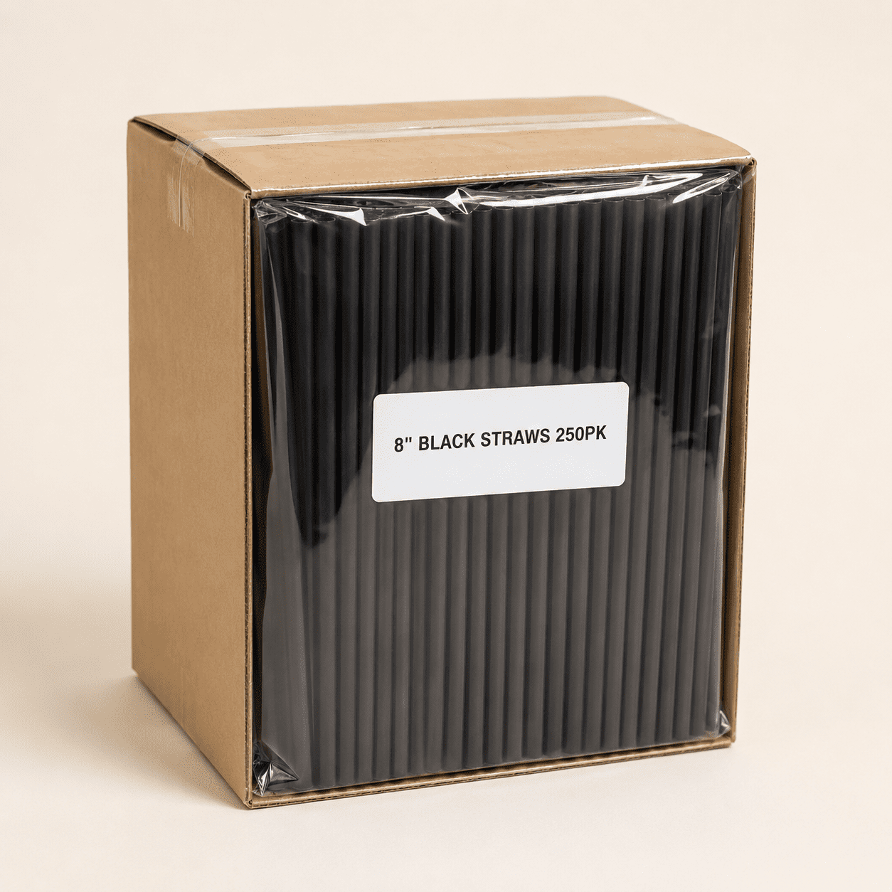 8" Black straws 250pk - Image 1
