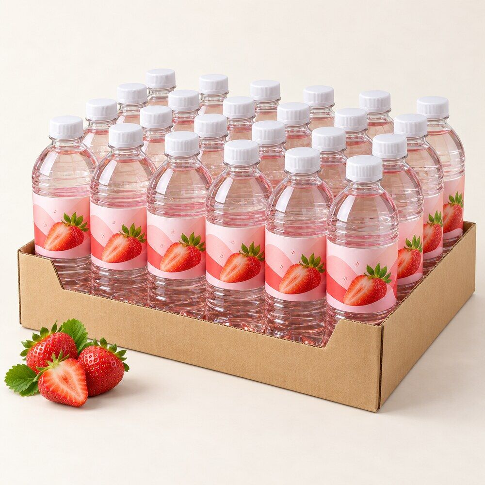 flavoured-water-strawberry Flavoured water 24x500ml (STRAWBERRY) - Image 1
