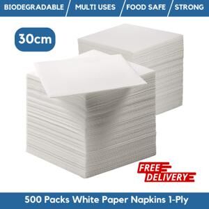 1PLY WHITE NAPKINS 30CM 500PK (PACKET) - Image 1