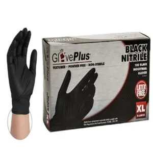 BLACK DISPOSABLE GLOVES 100PK (LARGE) - Image 1