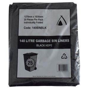 PK1 BLACK BAGS HD 50PK (140LTR)