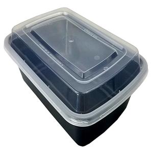 RECTANGLE 32OZ BLACK PLASTIC TUBS + LIDS 150PK