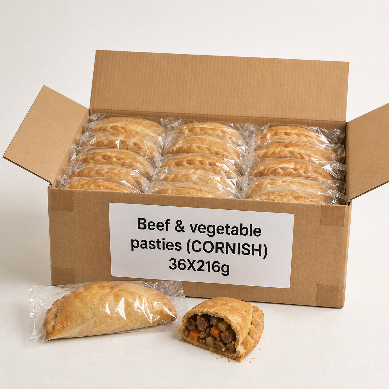 Beef & vegetable pasties (CORNISH) 36X216g Beef & vegetable pasties (CORNISH) 36X216g - Image 1