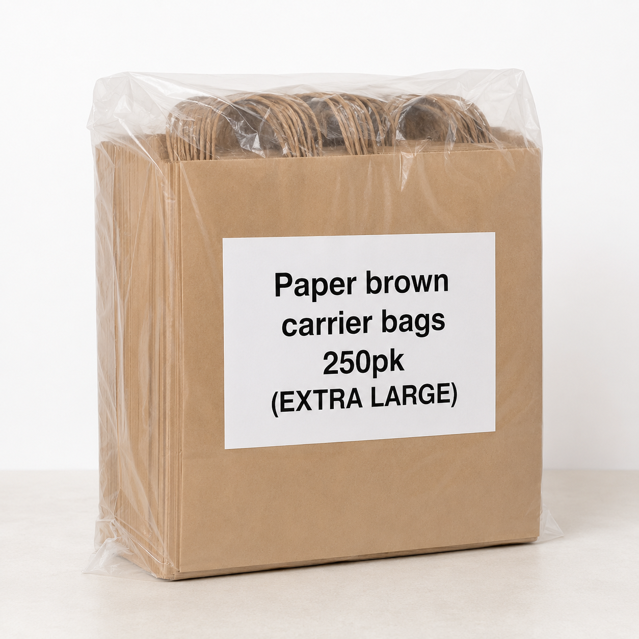 Paper brown carrier bags 250pk (EXTRA LARGE) Paper brown carrier bags 250pk (EXTRA LARGE) - Image 1