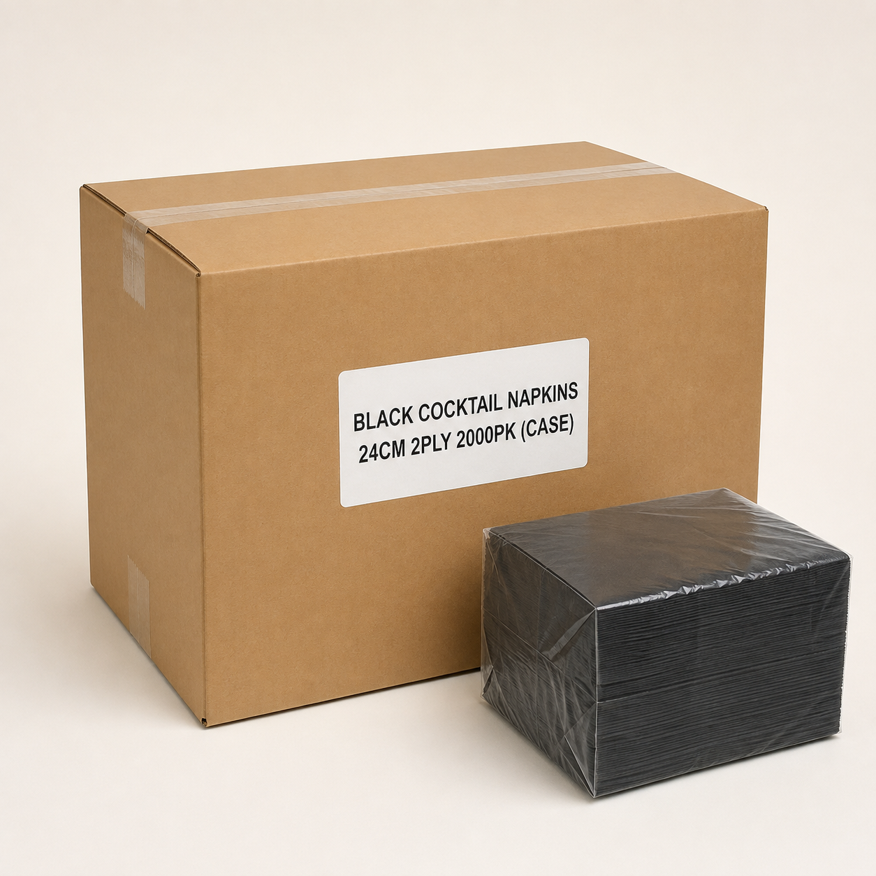 Black cocktail napkins 24cm 2ply 2000pk (CASE) Black cocktail napkins 24cm 2ply 2000pk (CASE) - Image 1