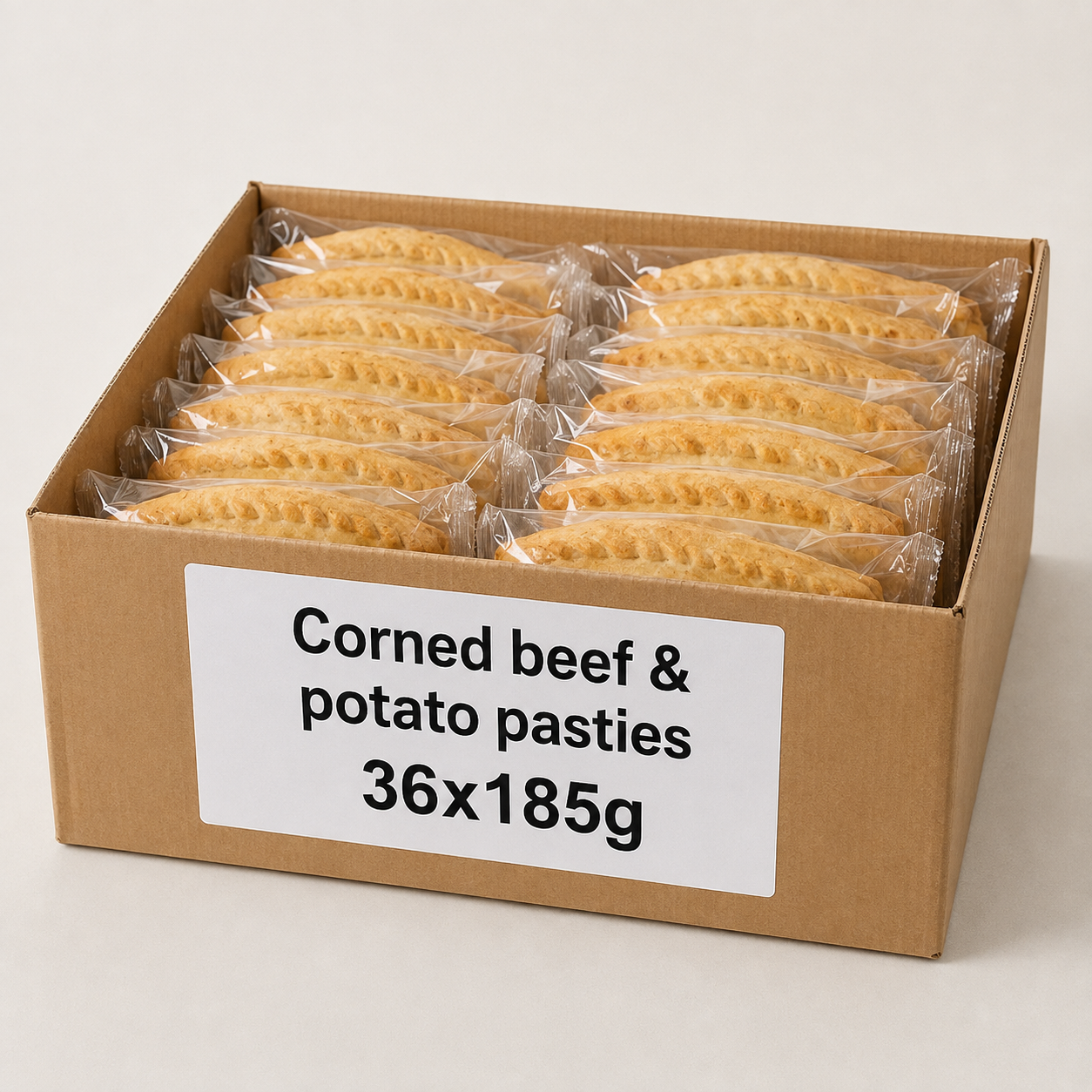 Corned beef & potato pasties 36x185g Corned beef & potato pasties 36x185g - Image 1