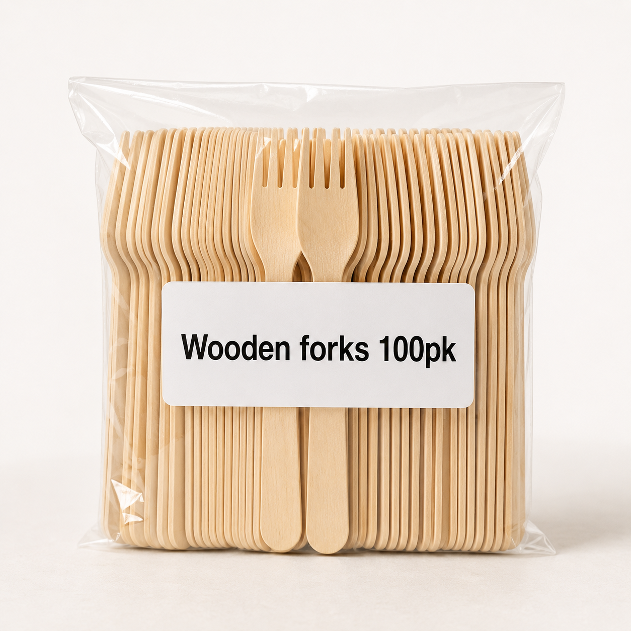 Wooden forks 100pk Wooden forks 100pk - Image 1