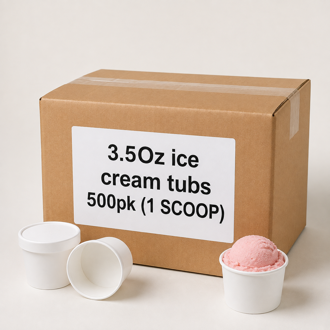3.5Oz ice cream tubs 500pk (1 SCOOP) 3.5oz ice cream tubs 500pk (1 SCOOP) - Image 1