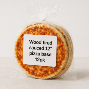 Wood fired sauced 12" pizza base 12pk