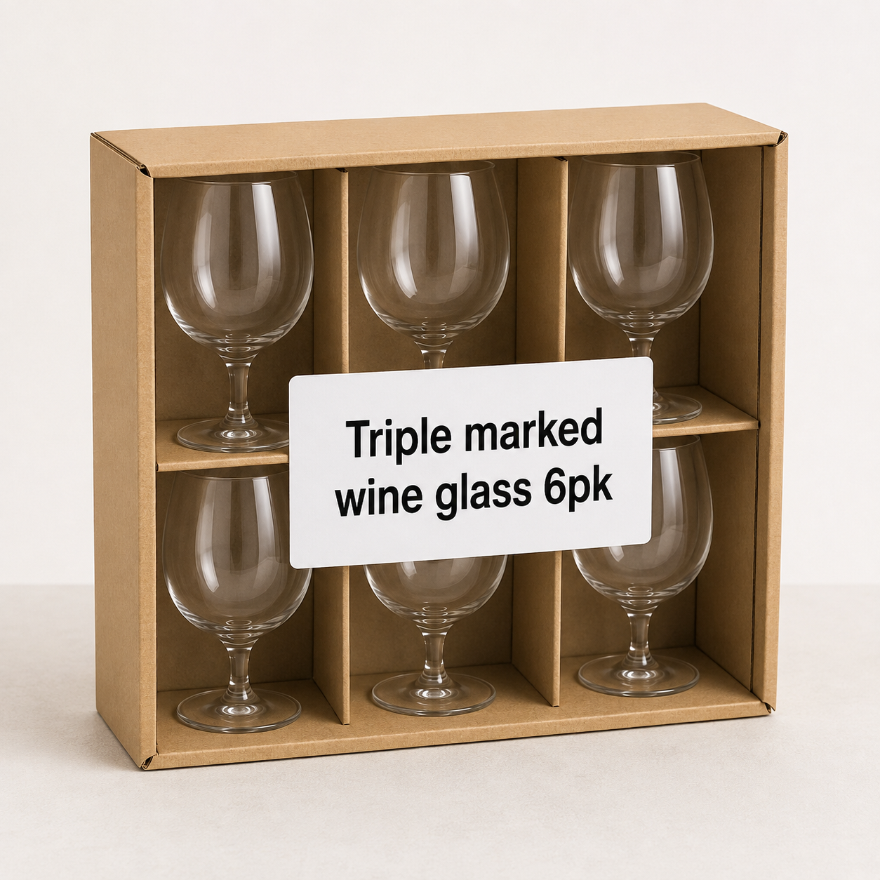 Triple marked wine glass 6pk Triple marked wine glass 6pk - Image 1